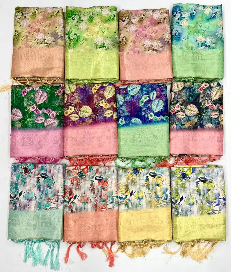SRC Softy Digital Jacquard Digital Printed Sarees Wholesale Price In Surat